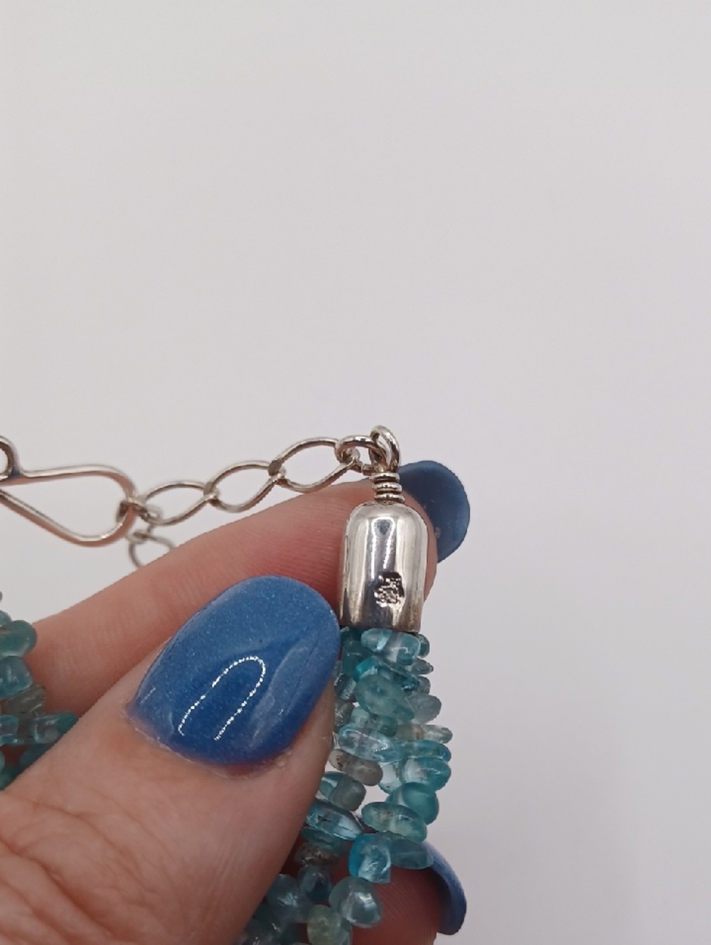 Jay King DRT 925 Blue Apatite Chip and Lapis Bead Necklace - Picture 5 of 6